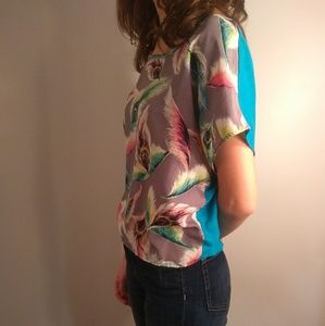 Feather Patterned/ solid blue shirt